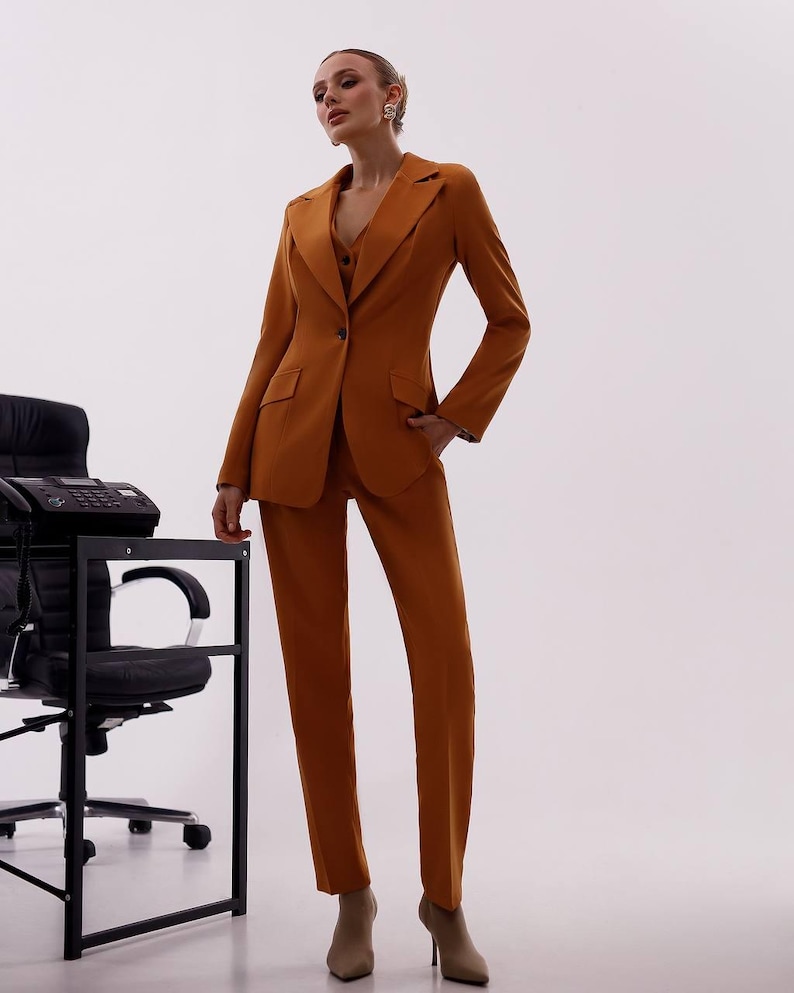 Classic Blue Suit for Women | Tailored Blazer 3-piece suit | Blazer and Vest Suit Combo, Stylish Formal Suit for Office or Casual Events