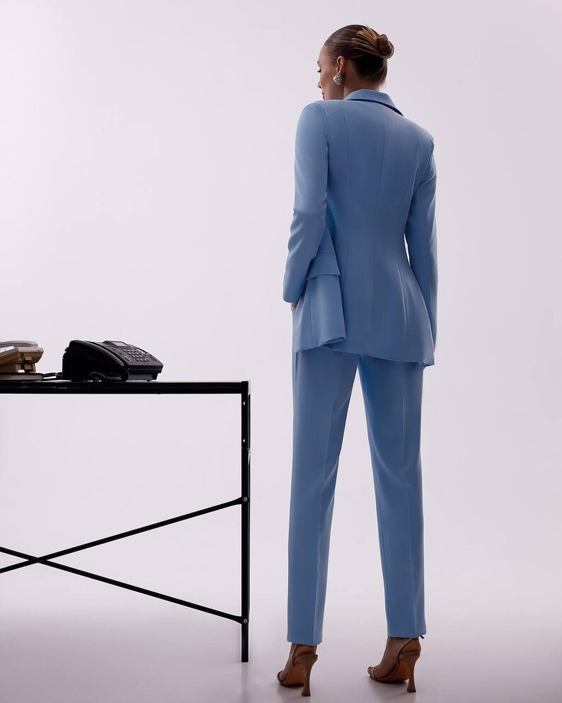 Classic Blue Suit for Women | Tailored Blazer 3-piece suit | Blazer and Vest Suit Combo, Stylish Formal Suit for Office or Casual Events
