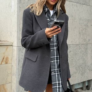 Vintage 100% Cashmere Blazer in Classic Unisex Design, Oversized Fit Women, Luxurious Colors Suit Jacket