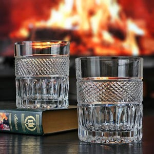 11 oz Whiskey Glasses set, Hand-Cut Crystal Old-Fashioned Glasses