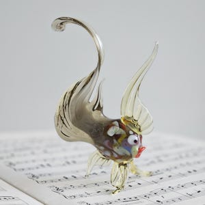 Handmade Glass Fish Figurine: Golden Coastal Decor