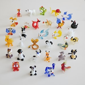 Handcrafted Mini 1&quot; Glass Animal Figurines | Set of Randomly Selected Unique Pieces