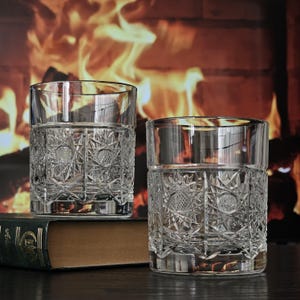 11 oz Whiskey Glasses set, Hand-Cut Crystal Old-Fashioned Glasses