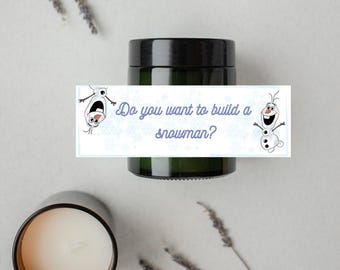 Frozen Olaf Label, 1 inch x 3 inch Canva Template, Cute Watercolor for Kids, Printable Party Label for Boy or girl, Jar Label