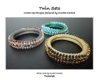 Twin Set - Bead Crochet Bangles - Tutorial