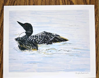 Limber Up Loon giclee art print of original marker and ink sketch