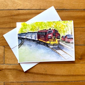 Tarjeta de la línea Soo de Duluth, Minnesota, para amantes de los trenes, arte de acuarela