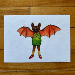 Brat Bat giclee print, Halloween art print