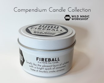Palla di fuoco / Candela alla cannella e whisky / Candela con incantesimi D&D / Collezione compendio / Dungeons and Dragons / Regalo geek
