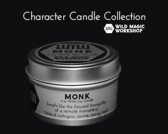 Monk | Character Candles | D&D Classes | Dungeons and Dragons | Geeky Gift | TTRPG | Scented Candle | Game Night Candle | Monastery | Focus