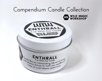 Enthrall | Sweet Tobacco and Spiced Honey Candle | D&D Spell Candle | Compendium Collection | Dungeons and Dragons | Geeky Gift