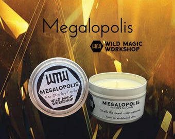 Megalopolis Candle | Wow Platinum | Sweet Male Memories | Movie Candles | Sandalwood & Citrus | Aubrey Plaza | Adam Driver | Geeky Gift