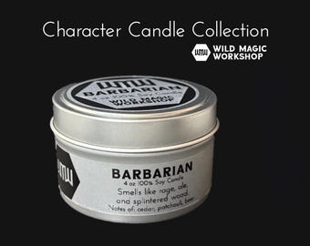 Barbarian | Character Candles | D&D Classes | Dungeons and Dragons | Geeky Gift | Scented Candle | Game Night | Cedar and Ale