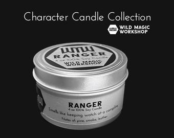 Ranger | Character Candles | Pine, Campfire, Leather | D&D Classes | Dungeons and Dragons | Geeky Gift | TTRPG | Game Night