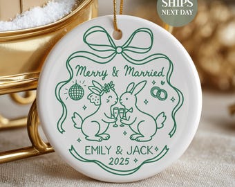 Married First Xmas Newlywed Ornament Personalized First Christmas Married Ornament, Custom Wedding Keepsake, Just Married Gift SL-0447
