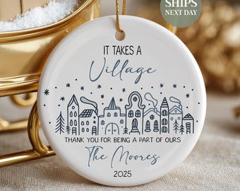 It Takes a Village Personalized Thank You Ornament Custom Thank You Gifts for Teacher Appreciation Nanny Caregiver Gift Babysitter SL-0457