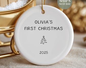 Personalized Baby’s First Christmas Ornament Keepsake Bauble Ceramic Decoration, Baby's 1st Xmas Bauble, Baby Christmas Gift SL-0439