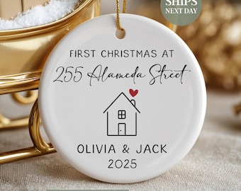 Personalized Our First Christmas At Ornament Custom Address Christmas Ornament With Names Our New House Xmas Bauble 2026 SL-0473
