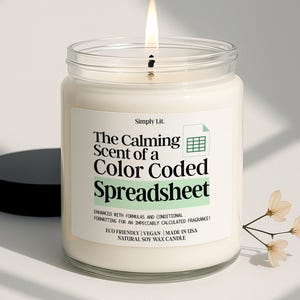 Spreadsheet Candle Funny Accountant Gift Color Coded Humor Data Analyst CPA Candle Office Desk Decor Present SL-0032