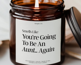 Aunt Pregnancy Announcement Personalized Candle Custom Baby Reveal Gift for Aunt Second Baby Shower Keepsake Candle SL-0099