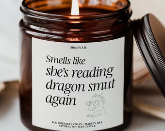 Reading Dragon Smut Lover Gift Funny Smells Like Candle Fantasy Book Lover Gift Smutty Candle Gift Bookish Merch Gift for her SL-0131