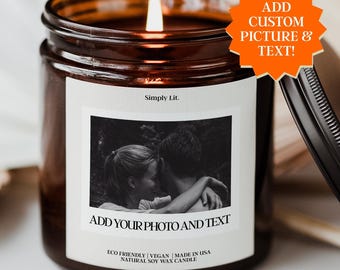 Custom Photo Candle Add Your Picture And Personalized Text Dating Anniversary Photo Gift Personalized Candle for Couple SL-0319