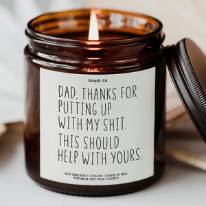 Personalized Fathers Day Gift Gag Gift for Dad Funny Candle Happy Father&#39;s Day Gift from Daughter Son Bonus Dad Gift for Husband SL-0166