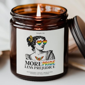 More Pride Less Prejudice Candle LGBTQ Gay Best Friend Gift Pride Month Parade Lesbian Gift Love Equality Party Favor Queer Bisexual SL-0194