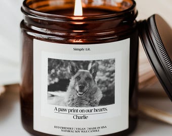 Custom Pet Memorial Candle Pet Remembrance Gift Your Pet's Photo Personalized Dog Sympathy Gift Cat Memorial Candle Dog Remembrance SL-0217