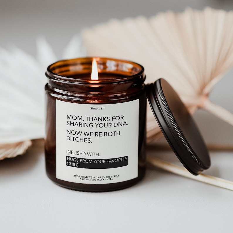 Mom Thanks For Sharing Your DNA Funny Candle Gift for Mum Birthday Candle for Mother's Day Gift for Mom's Last Nerve from Daughter SL-0189 image 3