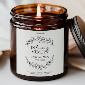 In Loving Memory Candle Custom Keepsake Gift Personalized Memorial Gift for Grandma Remembrance Condolence Sympathy Candle SL-0128