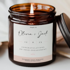 Engagement Gift Engagement Candle Personalized Gift Engagement Party Bride to Be Gift Couples Gift Custom Engagement Gift Box Candle SL-0318