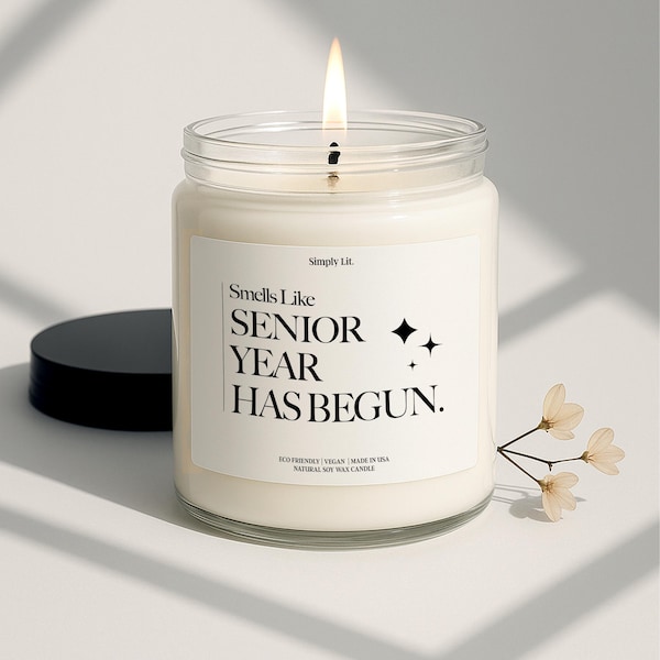 Smells Like Senior Year Candle Goodluck Gift for Son Daughter Senior Year Graduation Gift for Teenager Back to School High School (SL-0015)