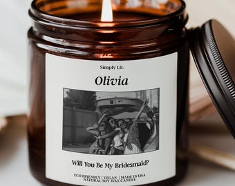 Personalized Bridesmaid Proposal Candle Photo Candle Gift Customized Ask Bridesmaid Candle Bulk Bachelorette Wedding Party Gift SL-0394