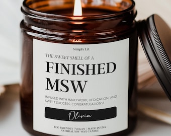 Personalized Social Work Graduation Gift Finished MSW Candle Custom Master of Social Work Graduate Gift MSW Grad Gift for Daughter SL-0153