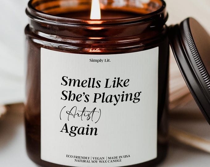 Personalized Music Lover Gift Smells Like Favorite Artist Gift for Friend Custom Music Candle Gift Concert Gift Fan Girl Birthday SL-0219