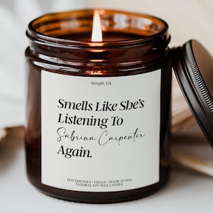 Smells Like Listening To Sabrina Carpenter Candle Personalized Music Lover Gift for Friend Concert Gift Fan Girl Custom Candle SL-0056 image 1