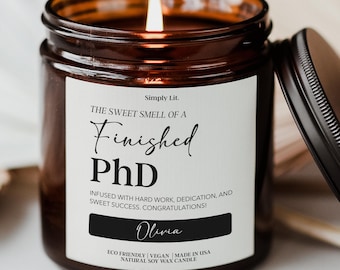 Custom PhD Graduation Candle Grad Gift Funny Personalized Doctorate Graduation Gift Doctoral Graduate Student Candle for Daughter SL-0151
