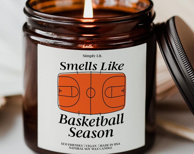 Basketball Candle Sport Lucky Game Day Candle Smells Like Basketball Season Scented Soy Candle Gift Sport Fan Gift Game Day Decor SL-0051