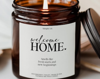 First Time Homeowner Welcome Home Candle Fresh Starts New Beginnings New Apartment Gift Housewarming Candle Realtor Closing Gift SL-0054