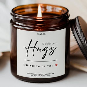 No Words Just Hugs Candle Personalized Thinking of You Gift for Friend Get Well Soon Sympathy Gift Sending You a Hug Condolence Gift SL-0220