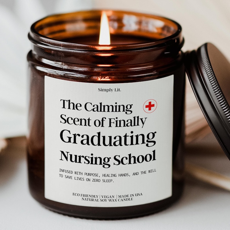 Funny Nursing School Graduation Gift Custom Nursing Grad Gift for New Future Nurse Graduate Personalized Surviving RN Candle SL-0165 image 1