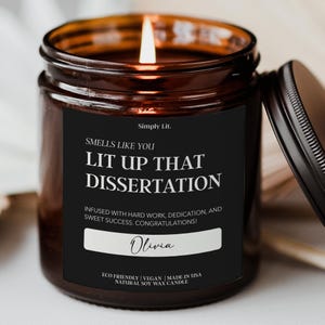 Personalized Dissertation Gift Doctorate Smells Like Candle Funny EdD PhD Graduation Gift Doctoral Student Custom Grad Present SL-0174