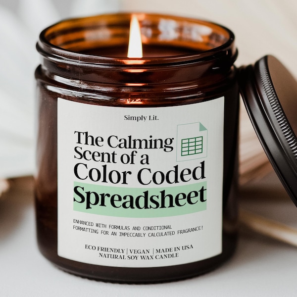 The Calming Scent Of A Color Coded Spreadsheet Candle Funny Accountant Gift for Data Analyst CPA Candle for Office Humor SL-0351