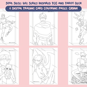 Juego de cartas coleccionables y baraja de tarot inspirado en la serie "Life": Soul Siege. Páginas digitales para colorear de personajes - Grian