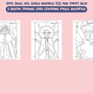 ライフシリーズにインスパイアされたTCGとタロットデッキ - ソウルシージ。デジタルキャラクターぬり絵ページ - ウォッチャー、リスナー、そして創造主