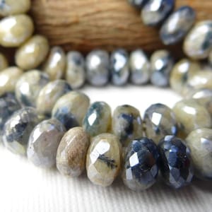 7.5 inches...shaded gray and blue silverite faceted rondelle beads--7x4mm