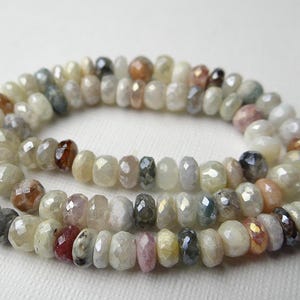 13 inches...Multi colored silverite faceted rondelle beads--5mm