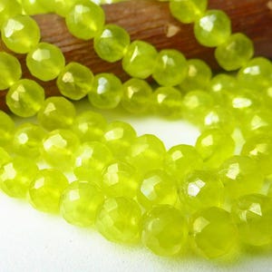 8 inches... Bright lemon lime chalcedony faceted round beads--6.5mm image 9