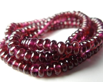 Glatte Rhodolith Granat Rondelle ~~ 8 Zoll ~~4 mm
